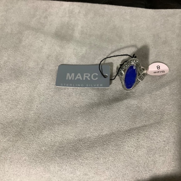 NEW MARC JEWELRY Blue Made In Thailand Sterling Silver Lapis Marcasite Ring - Picture 5 of 5